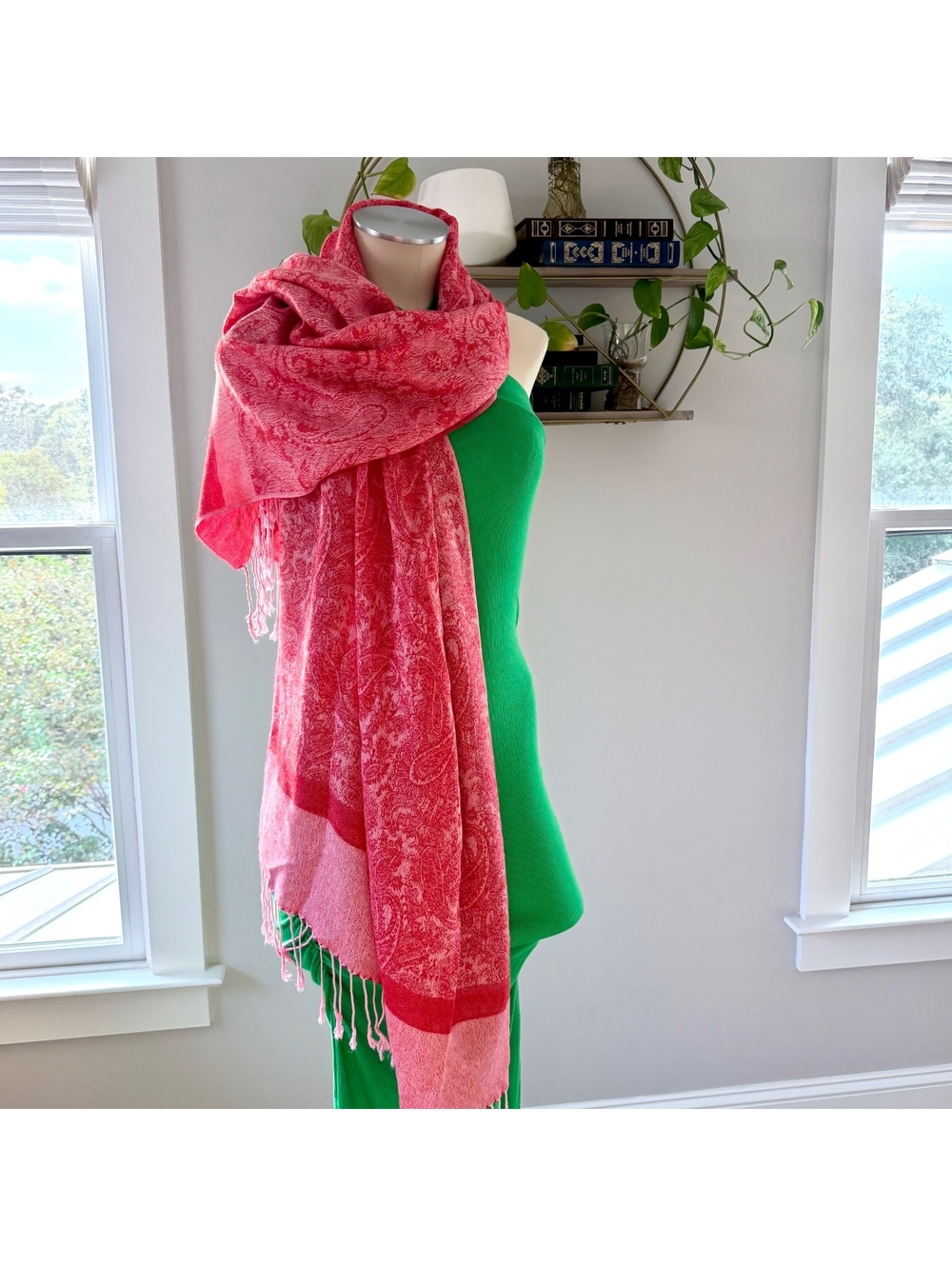 Pashmina Red Paisley Pattern Shawl Wrap